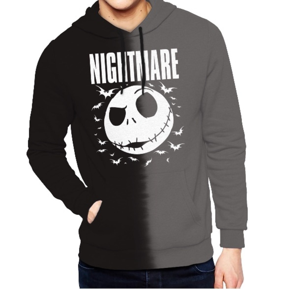 Nightmare Before Christmas Sweatshirt Large NEW Disney Black Tie Dye Hooded Men